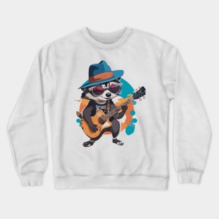 Raccoon play guitar Crewneck Sweatshirt